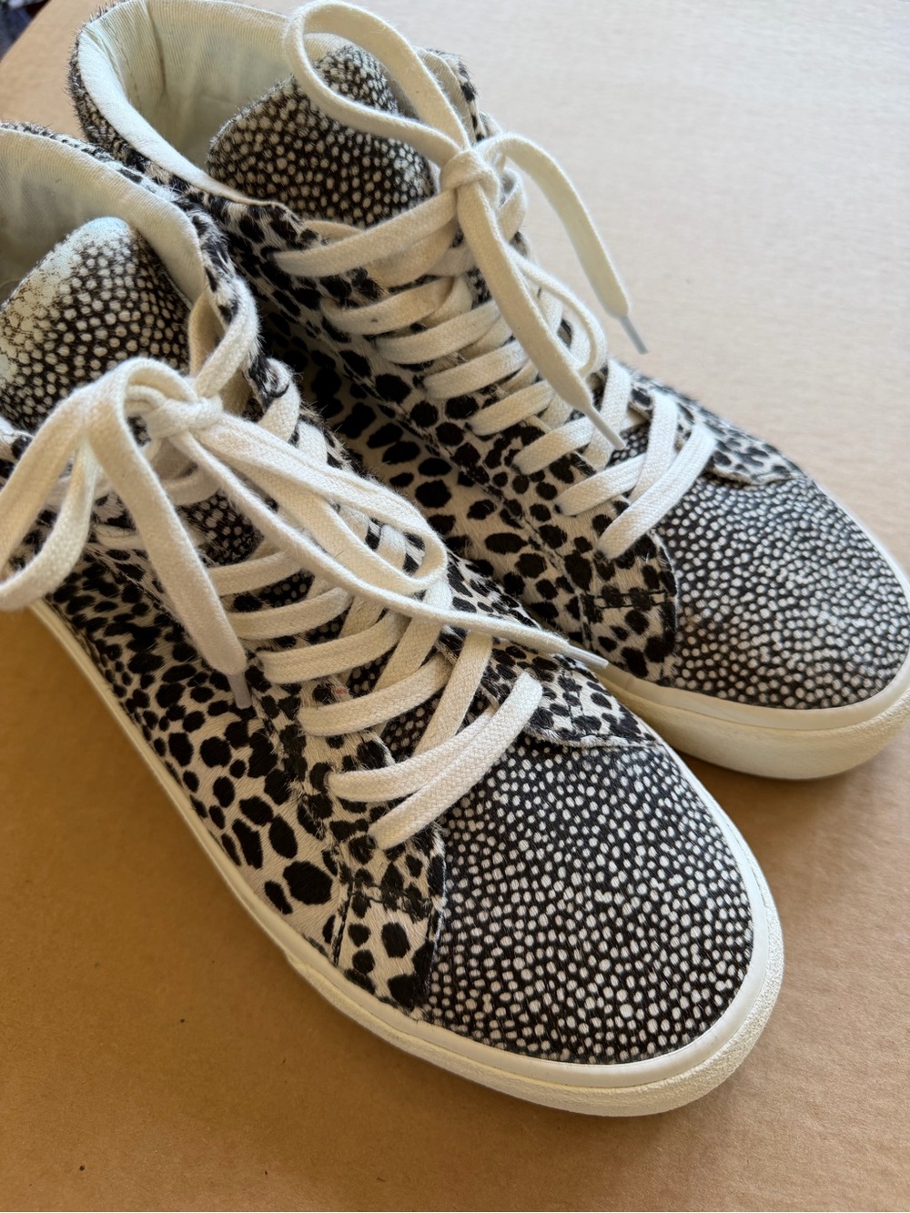 Madewell Black and White Mixed Animal-Print Sneakers